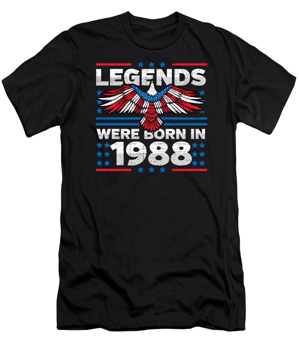 Retro T-Shirt featuring the digital art Legends Were Born in 1988 Patriotic Birthday by Flippin Sweet Gear