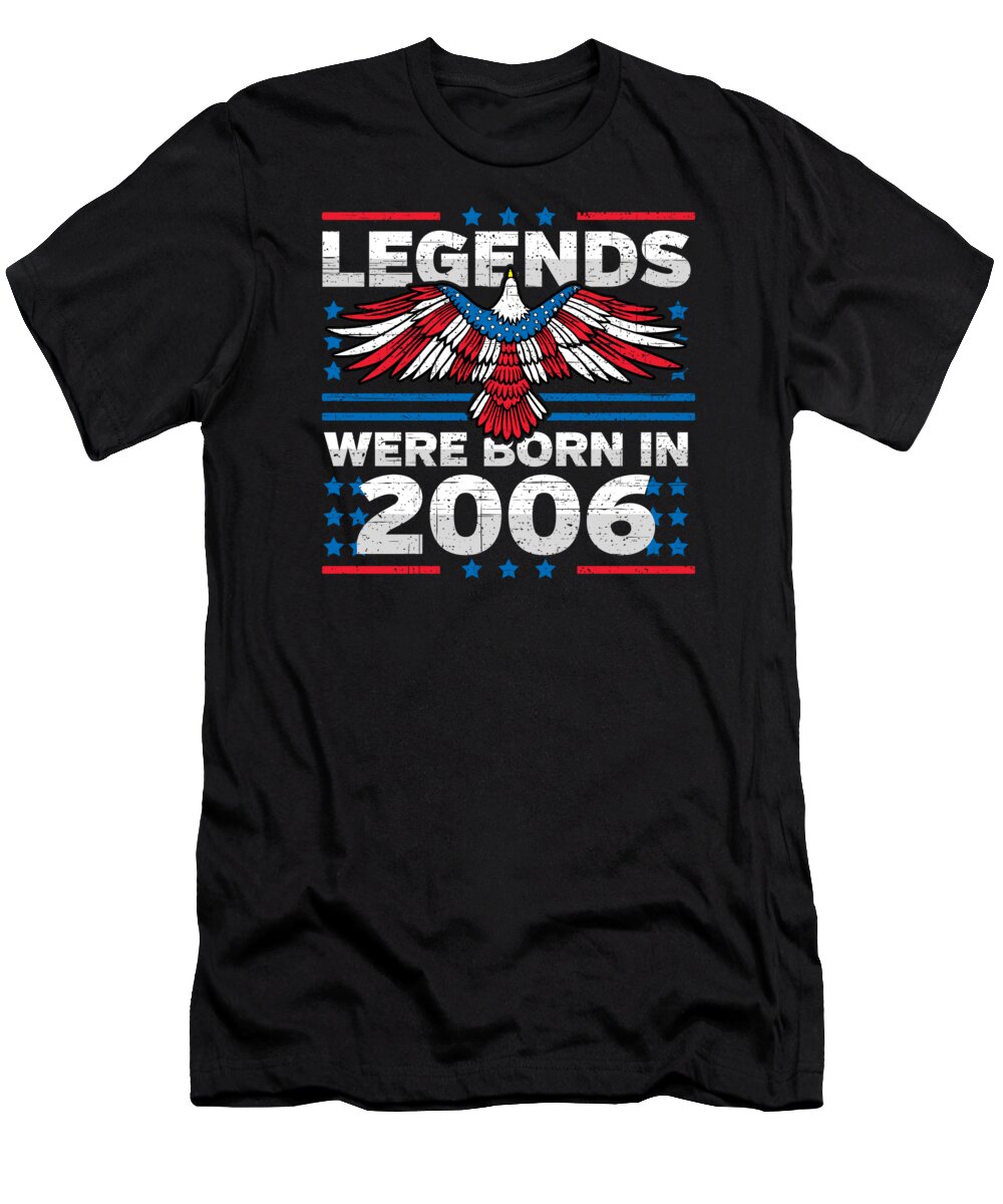 Retro T-Shirt featuring the digital art Legends Were Born in 2006 Patriotic Birthday by Flippin Sweet Gear
