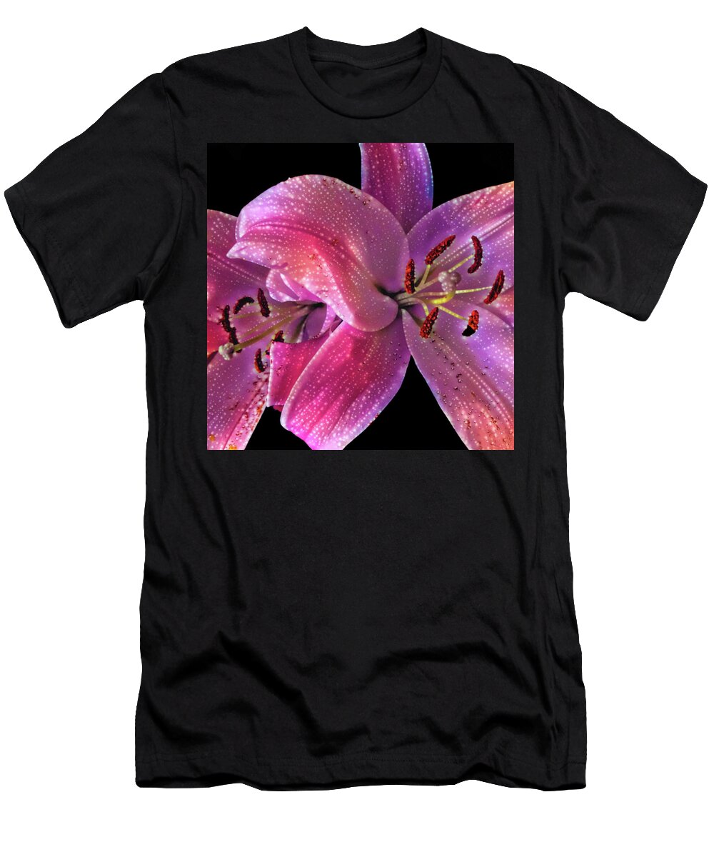 Photographs T-Shirt featuring the photograph Lillies on Black by Pheasant Run Gallery