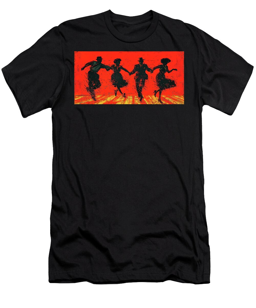 This Art Displays The Lindy Hop Dance Style That Originated In The Late 1920s And Early 1930s In Harlem T-Shirt featuring the digital art Lindy Hop by William Ladson
