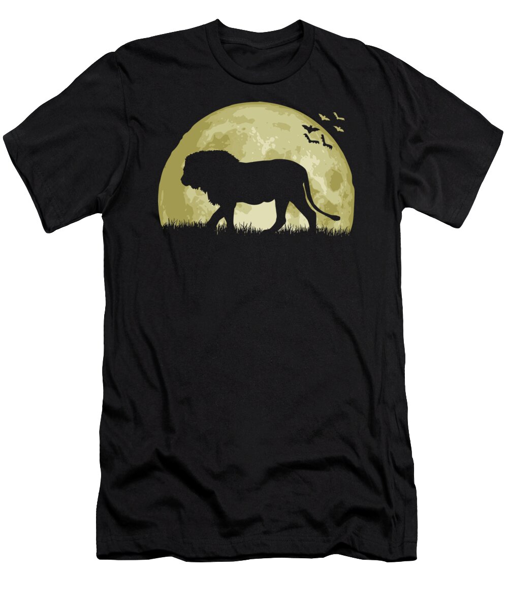 Lion T-Shirt featuring the digital art Lion Full Moon by Filip Schpindel