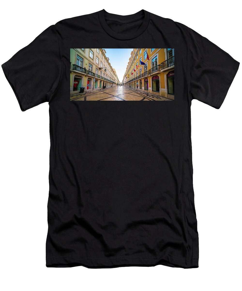 Lisbon T-Shirt featuring the photograph Lisbon Street on Sunday by William Dougherty