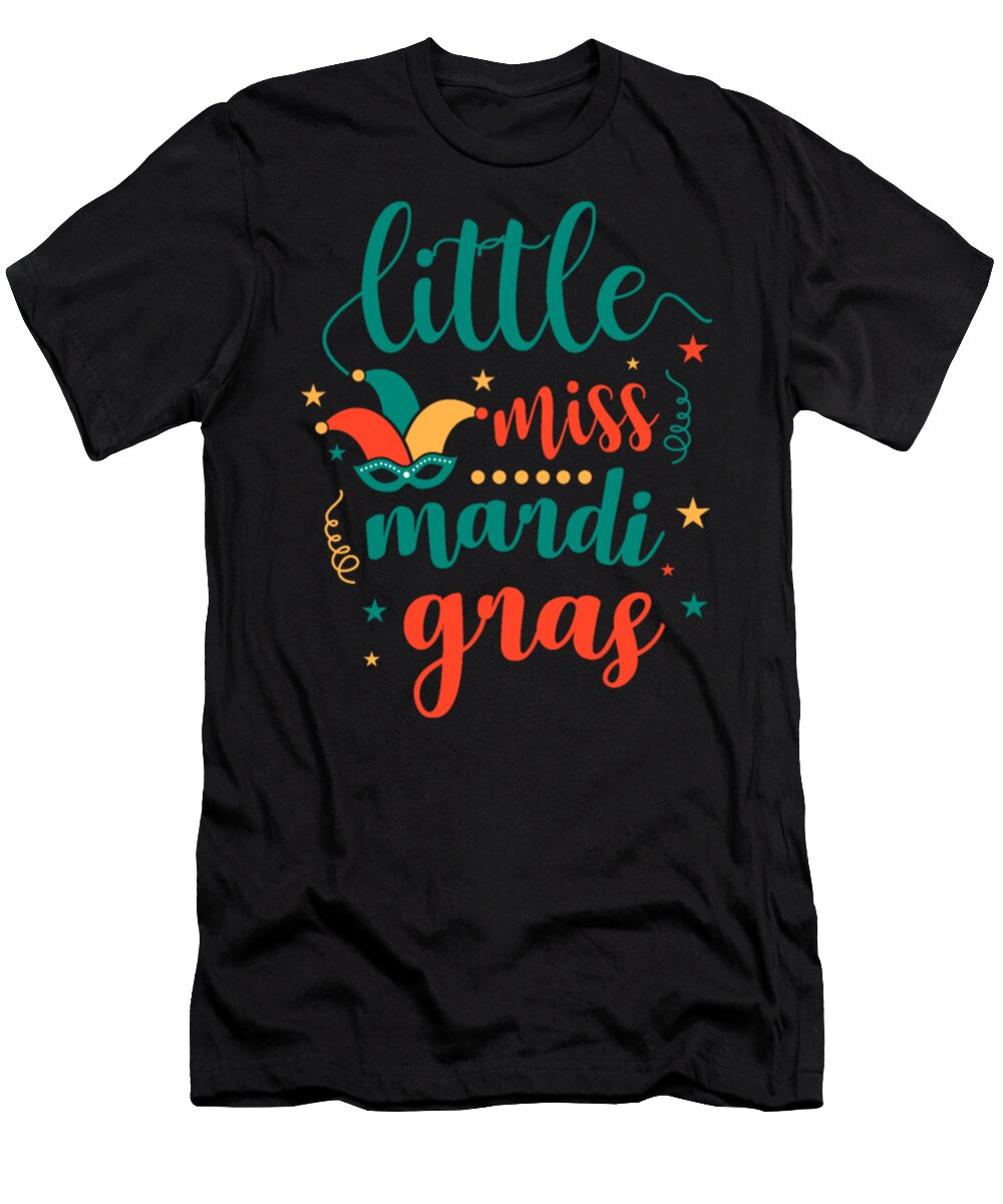 Mardi Gras T-Shirt featuring the digital art Little Miss Mardi Gras by Tinh Tran Le Thanh