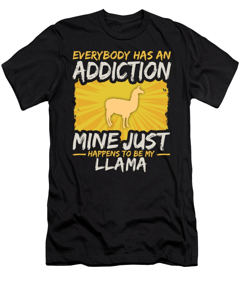 Farmer T-Shirt featuring the digital art Llama Addiction Funny Farm Animal Lover by Jacob Zelazny