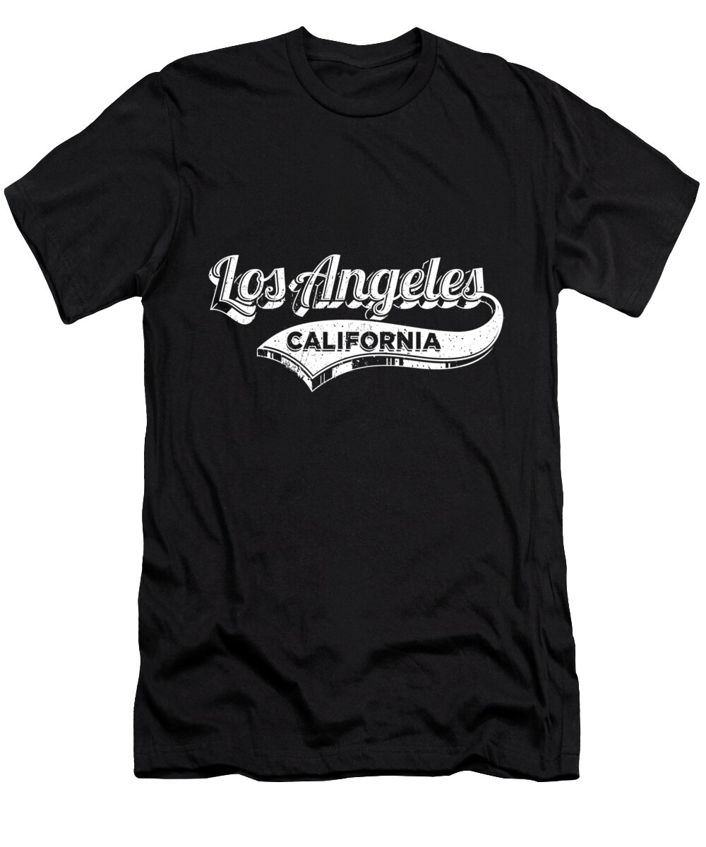 Echo Park Hollywood Hills T-Shirt featuring the digital art Los Angeles California Typographic Sports Design by Lance Gambis