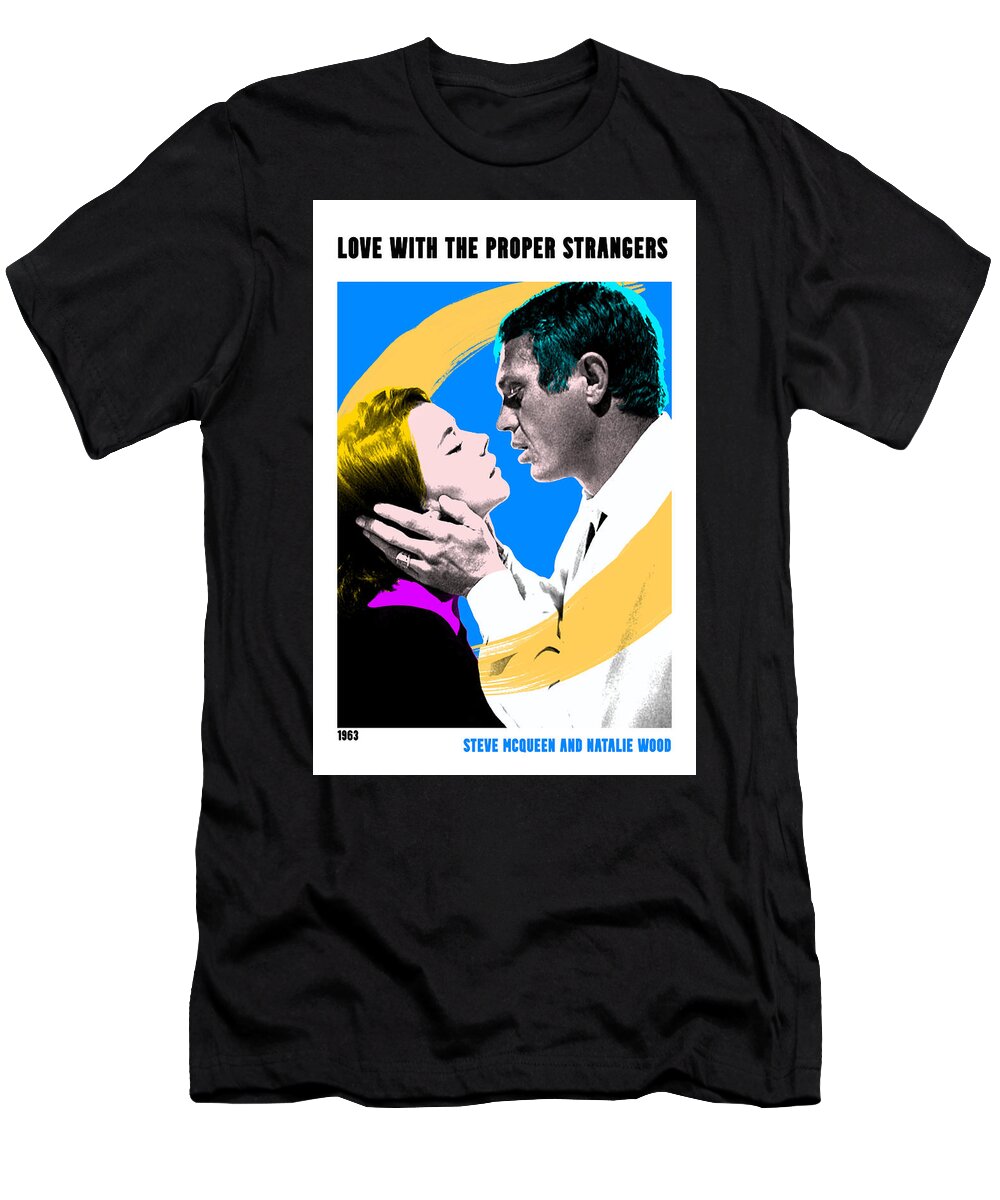 Synopsis T-Shirt featuring the mixed media ''Love With the Proper Stranger'', 1963, movie poster, with synopsis by Movie World Posters