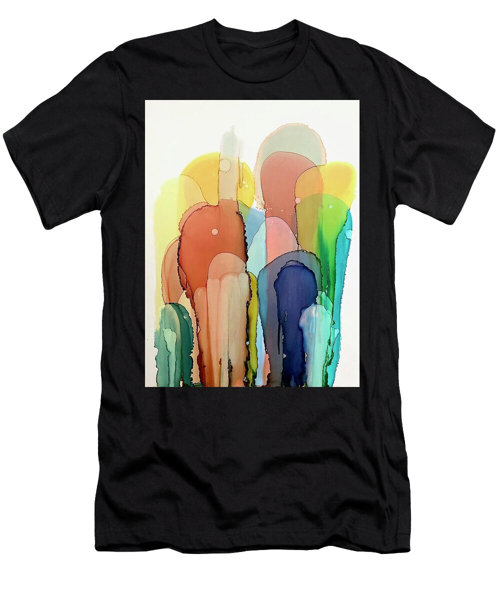 Art T-Shirt featuring the painting Low hills and high valleys by Eric Fischer
