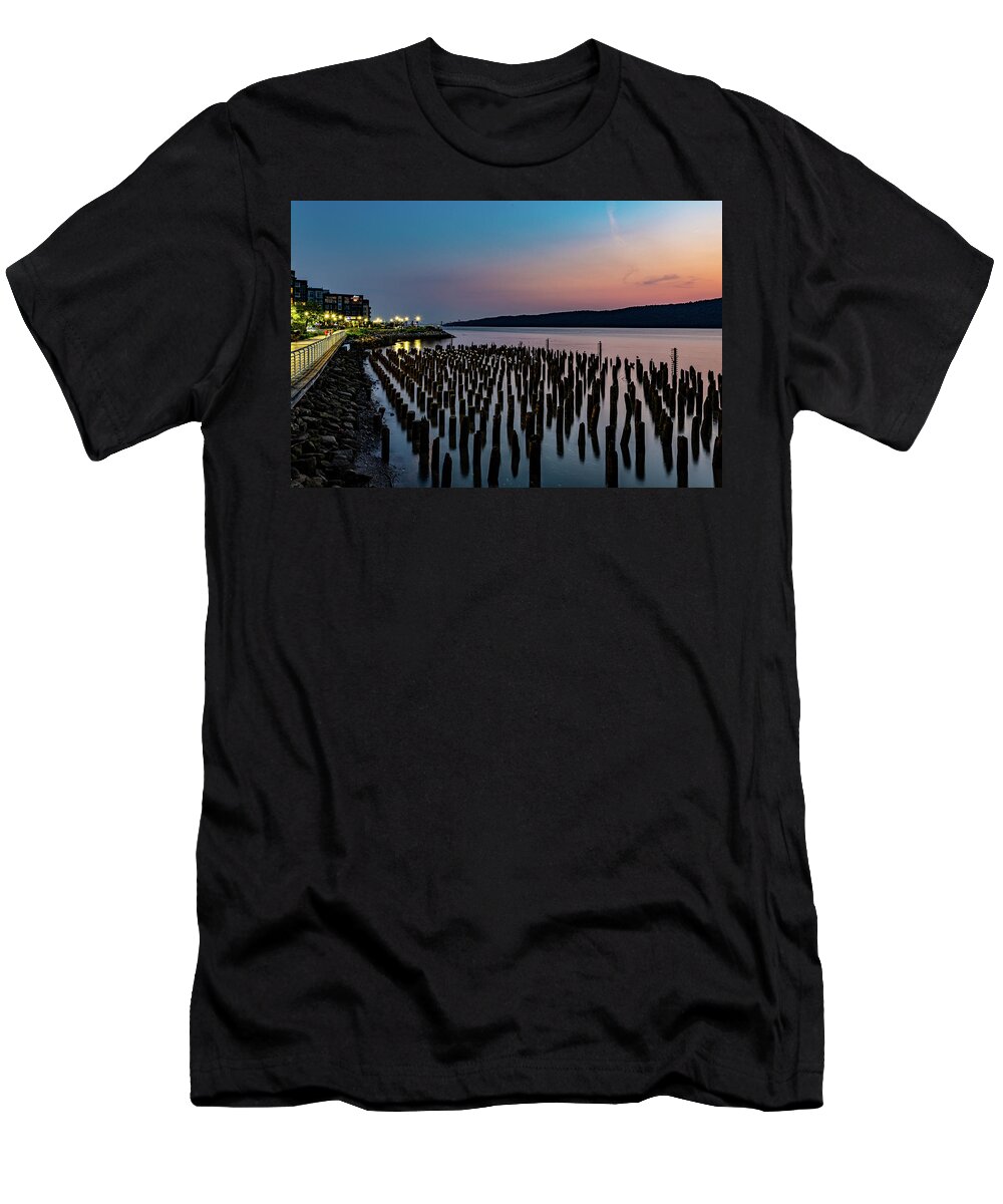 George Washington Bridge T-Shirt featuring the photograph Low Tide on the Hudson by Kevin Suttlehan