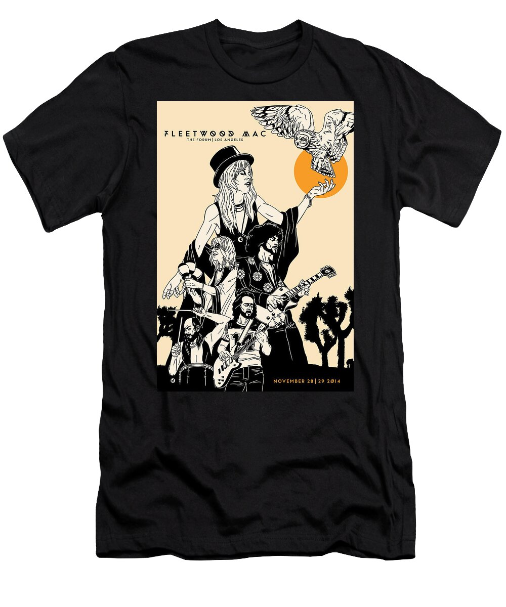 Fleetwood Mac T-Shirt featuring the digital art Mac At The Forum Poster by Mulane Store
