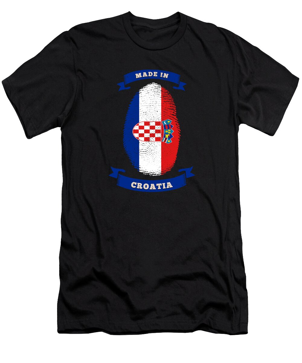 Croatia Birthday T-Shirt featuring the digital art MADE IN CROATIA FINGERPRINT Birthday by Me