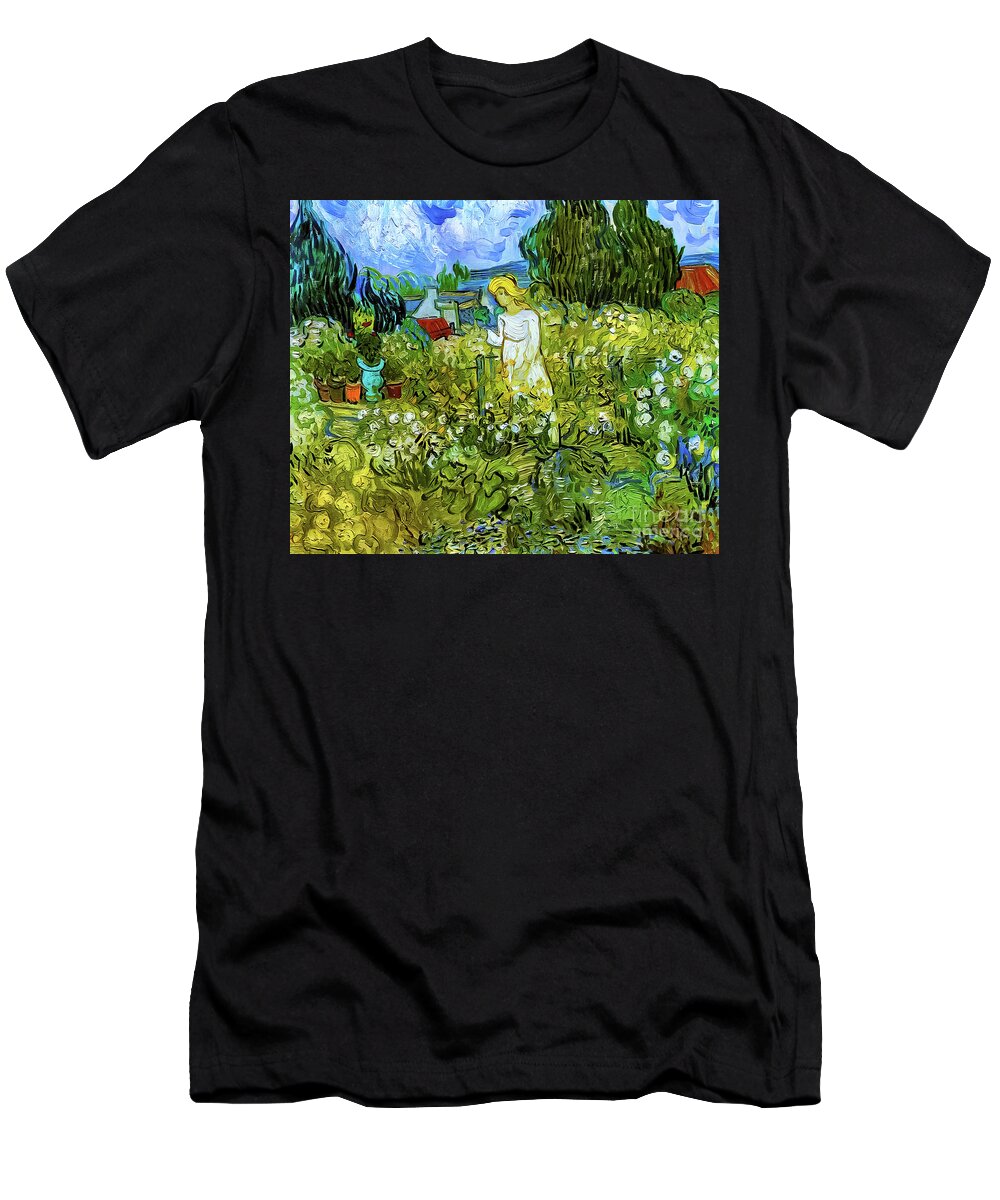 Mademoiselle T-Shirt featuring the painting Mademoiselle Gachet in Her Garden at Auvers by Vincent Van Gogh by Vincent Van Gogh
