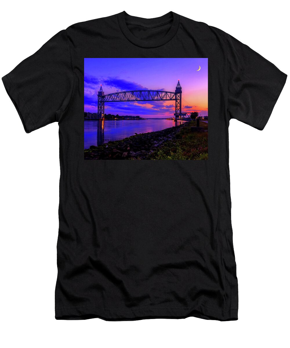Cape Cod T-Shirt featuring the photograph Magical Sunset at the Cape Cod Railroad Bridge by Mitchell R Grosky