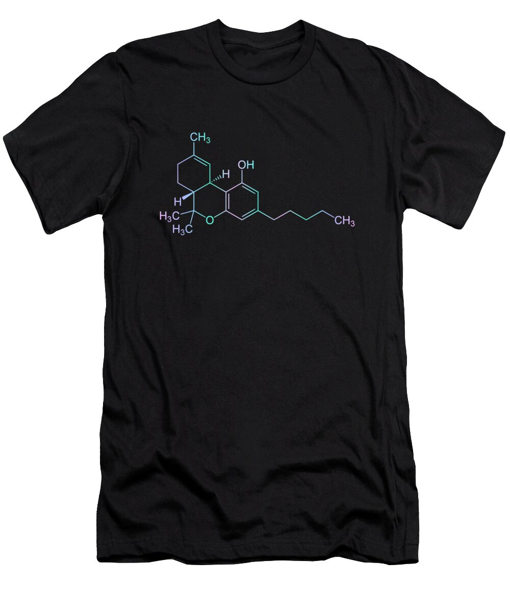 Weed T-Shirt featuring the digital art Magical THC Molecule Cannabis by Flippin Sweet Gear