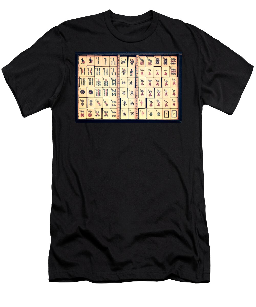 Mahjong T-Shirt featuring the photograph Mahjong game by Delphimages Photo Creations