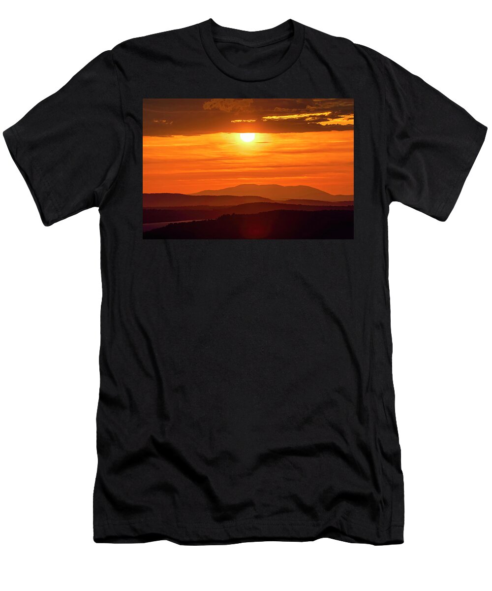 Boundary Bald Mountain T-Shirt featuring the photograph Maine Sunset 34A1699 by Greg Hartford
