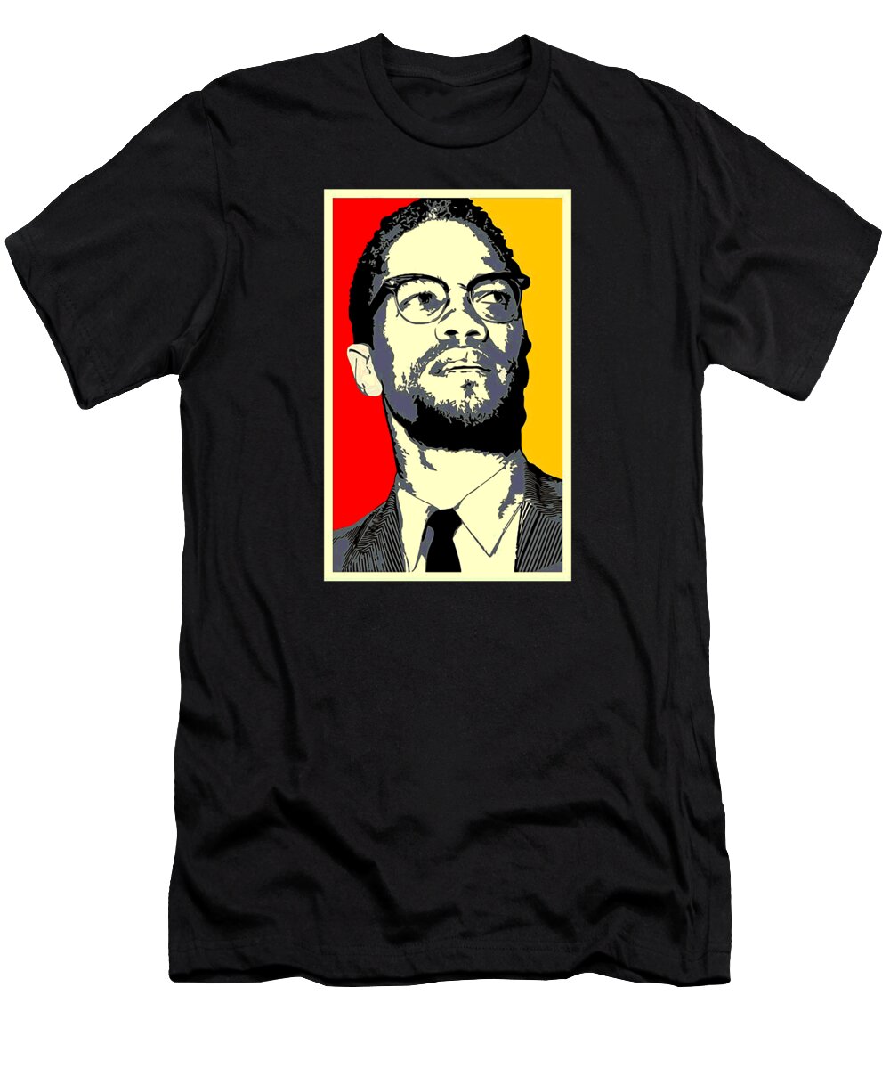 Malcolm X T-Shirt featuring the painting Malcolm X by Melly Sa