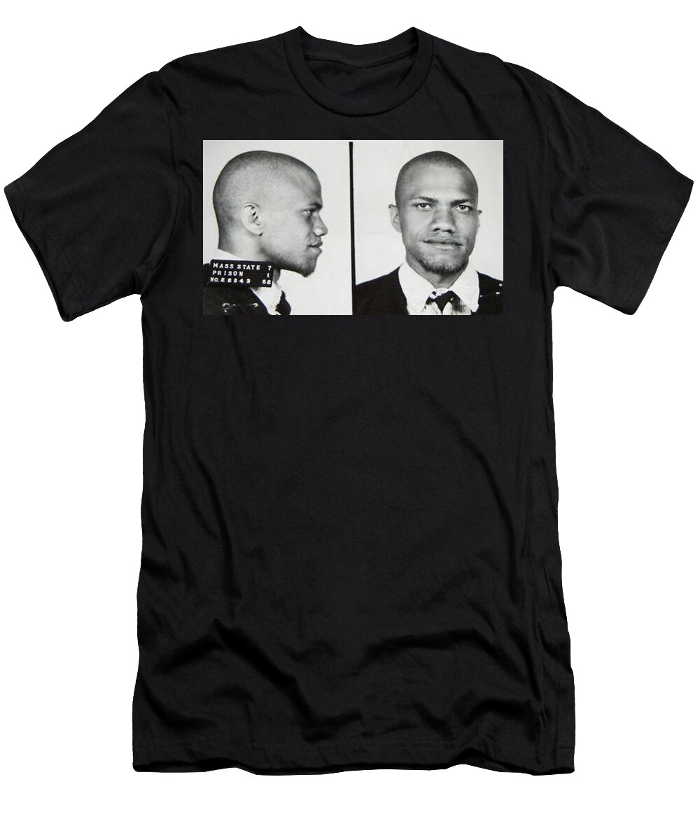 Malcolm X T-Shirt featuring the photograph Malcolm X Mug Shot Mugshot 2 by Tony Rubino