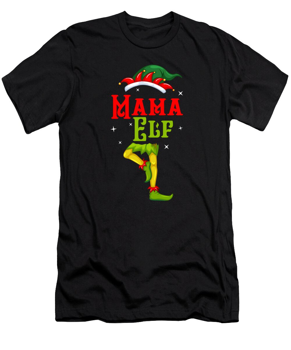 Vacation T-Shirt featuring the digital art Mama Elf Merry Christmas Hat Elves Christmas Gift by Thomas Larch
