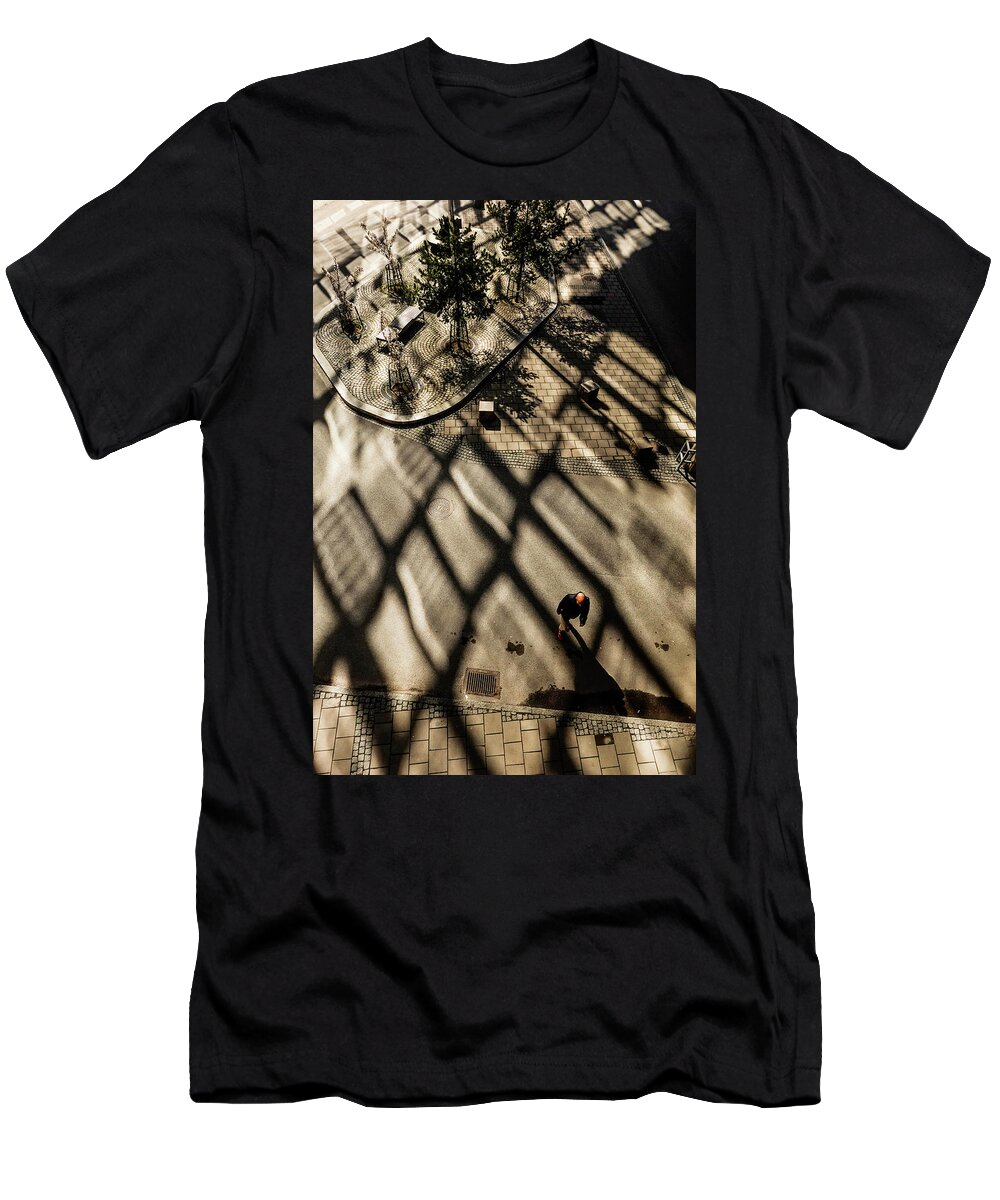 Unrecognizable T-Shirt featuring the photograph Man in shadows by Alexander Farnsworth