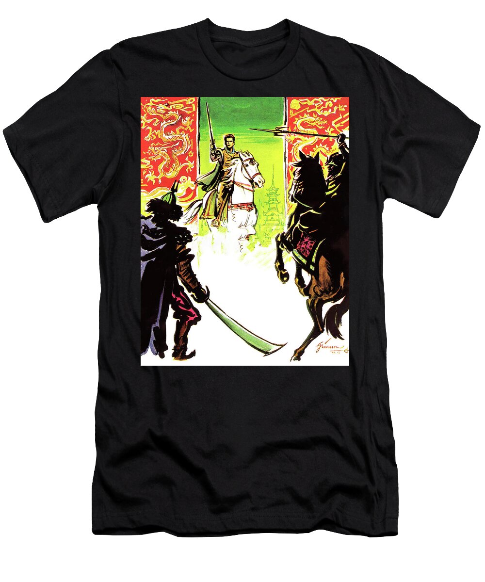 Marco T-Shirt featuring the painting ''Marco Polo'', 1962, movie poster painting by Boris Grinsson by Movie World Posters