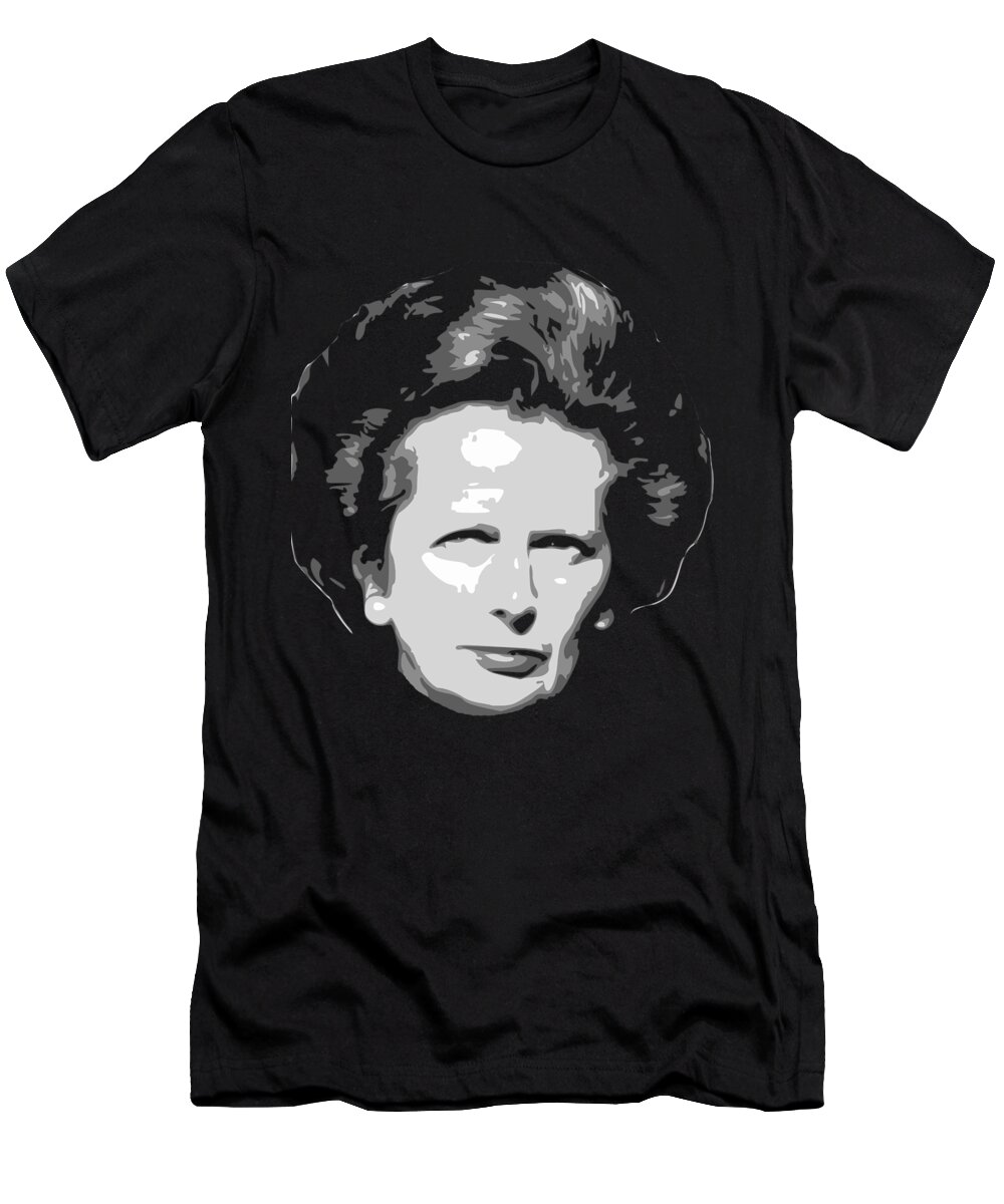 Margeret T-Shirt featuring the digital art Margeret Thatcher Black and White by Filip Schpindel