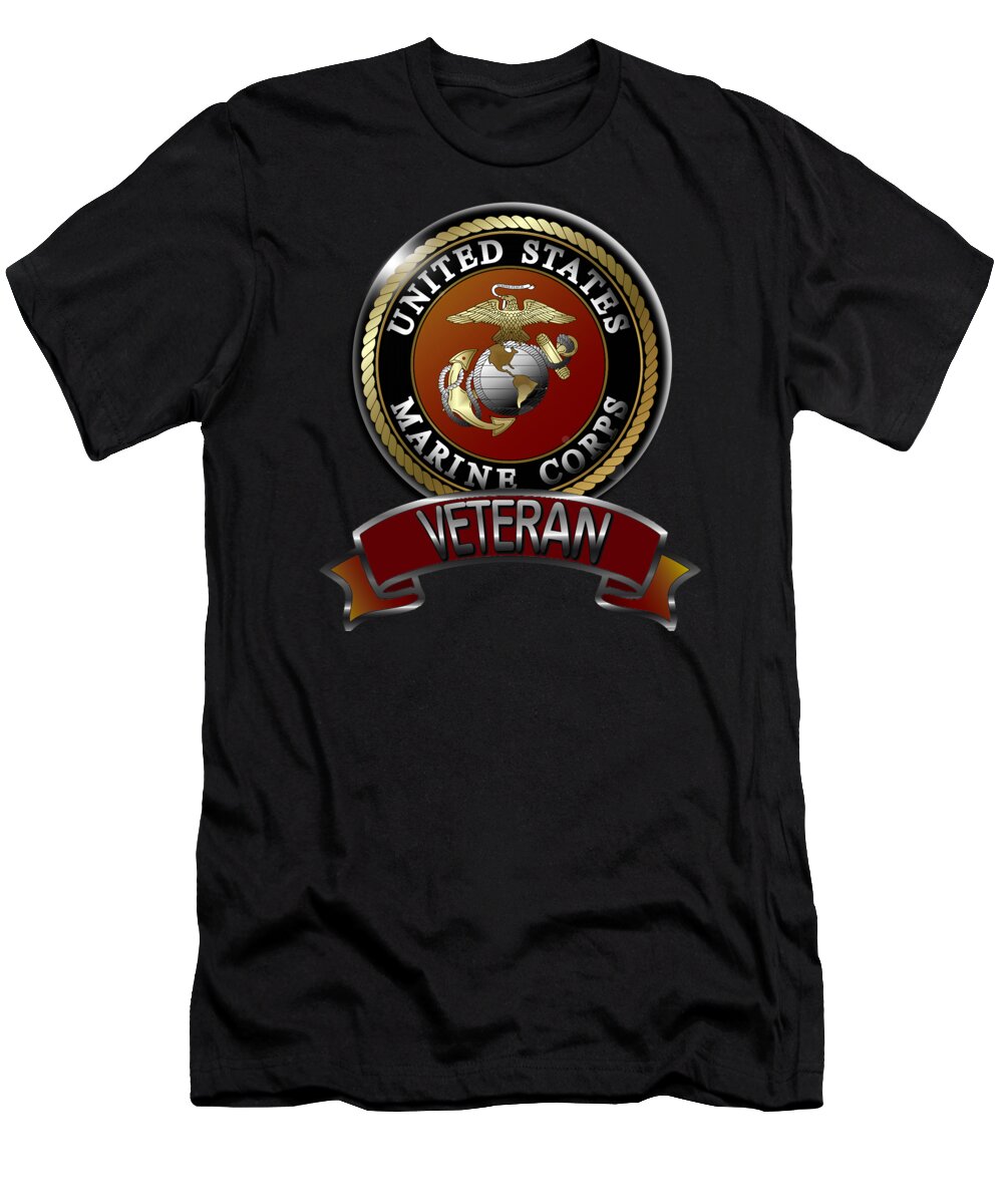 Marines T-Shirt featuring the digital art Marine Veteran by Bill Richards