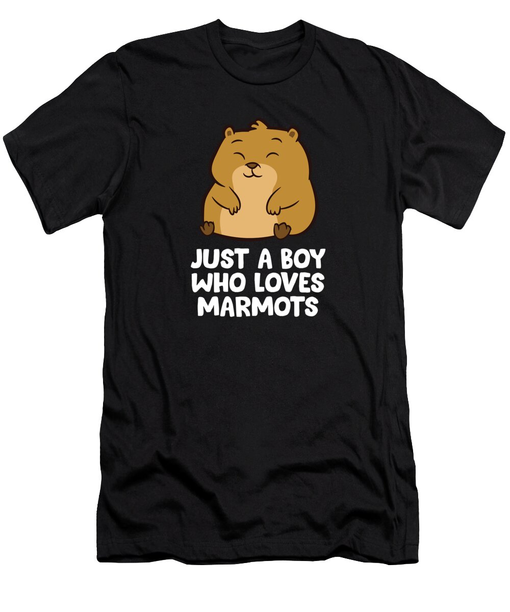 Marmot T-Shirt featuring the digital art Marmot Kids Gift Just a Boy Who Loves Marmots by EQ Designs