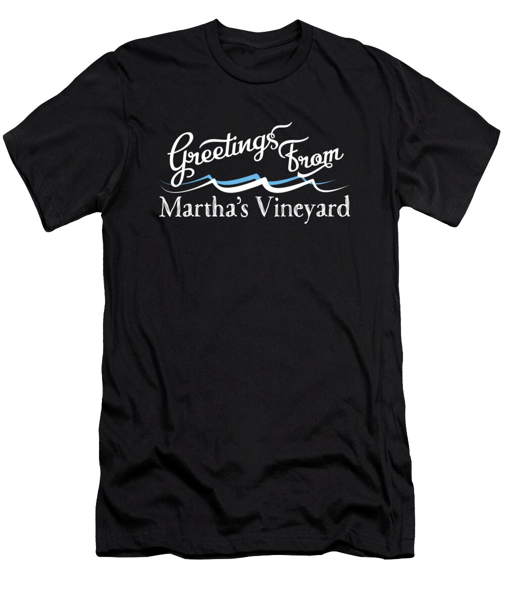 Martha's Vineyard T-Shirt featuring the digital art Martha's Vineyard Massachusetts Water Waves by Flo Karp