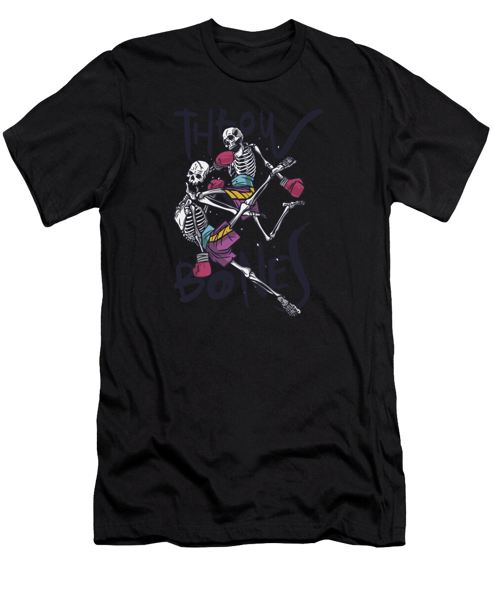 Martial arts skeletons thai knee strike T-Shirt by Norman - Pixels