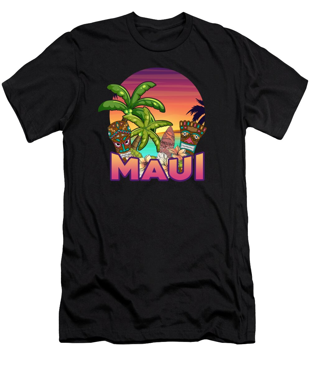 Maui T-Shirt featuring the digital art Maui Retro Beach by Manuel Schmucker