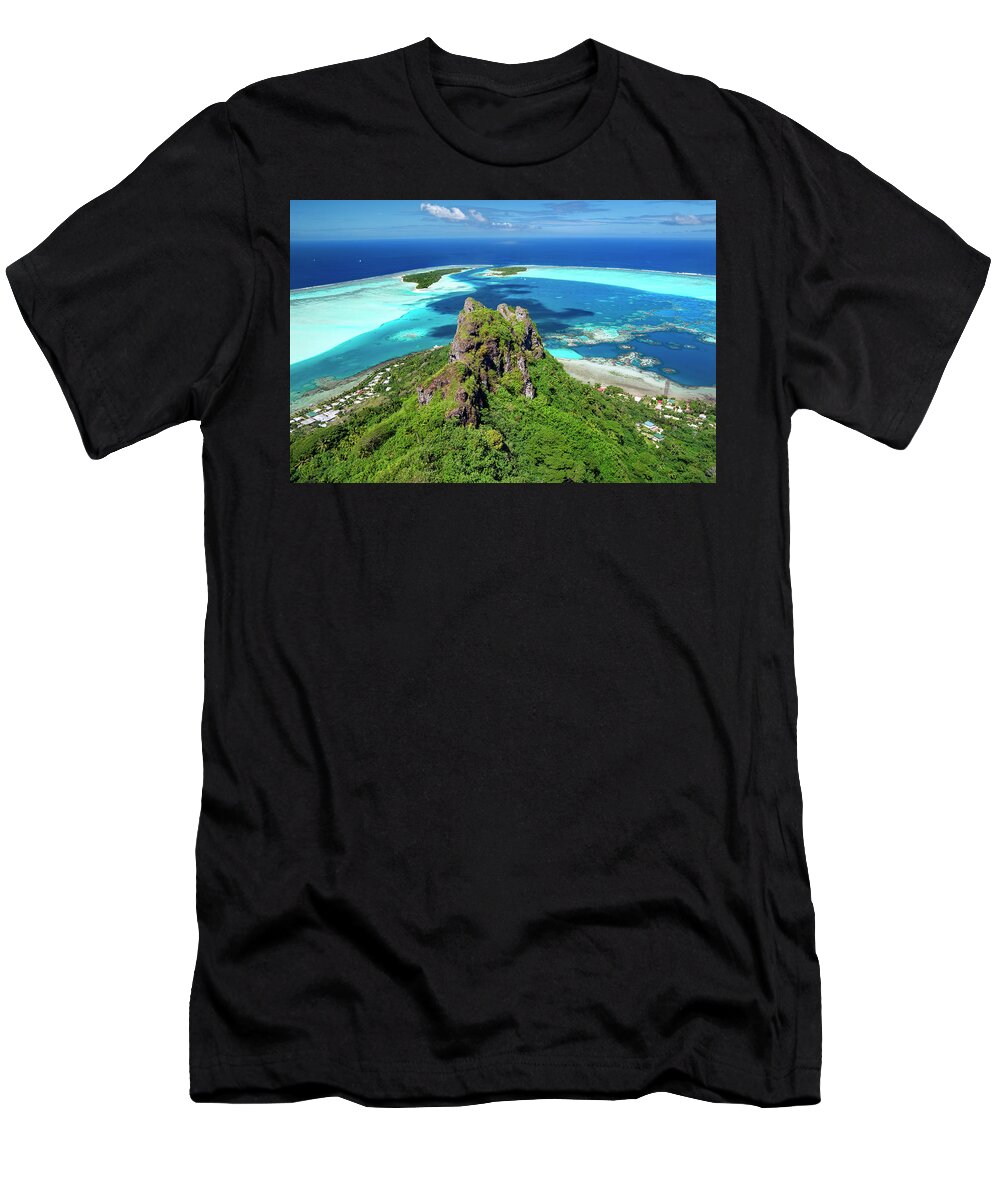 Maupiti T-Shirt featuring the photograph Maupiti - view from Mount Teurafaatiu by Olivier Parent