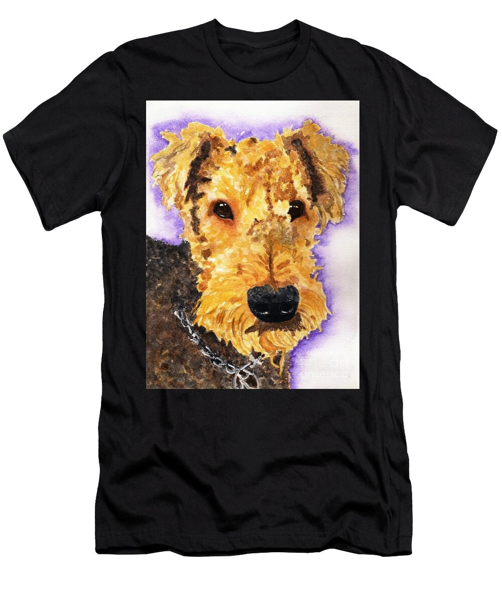 Airedale Terrier T-Shirt featuring the painting Max by Vicki B Littell
