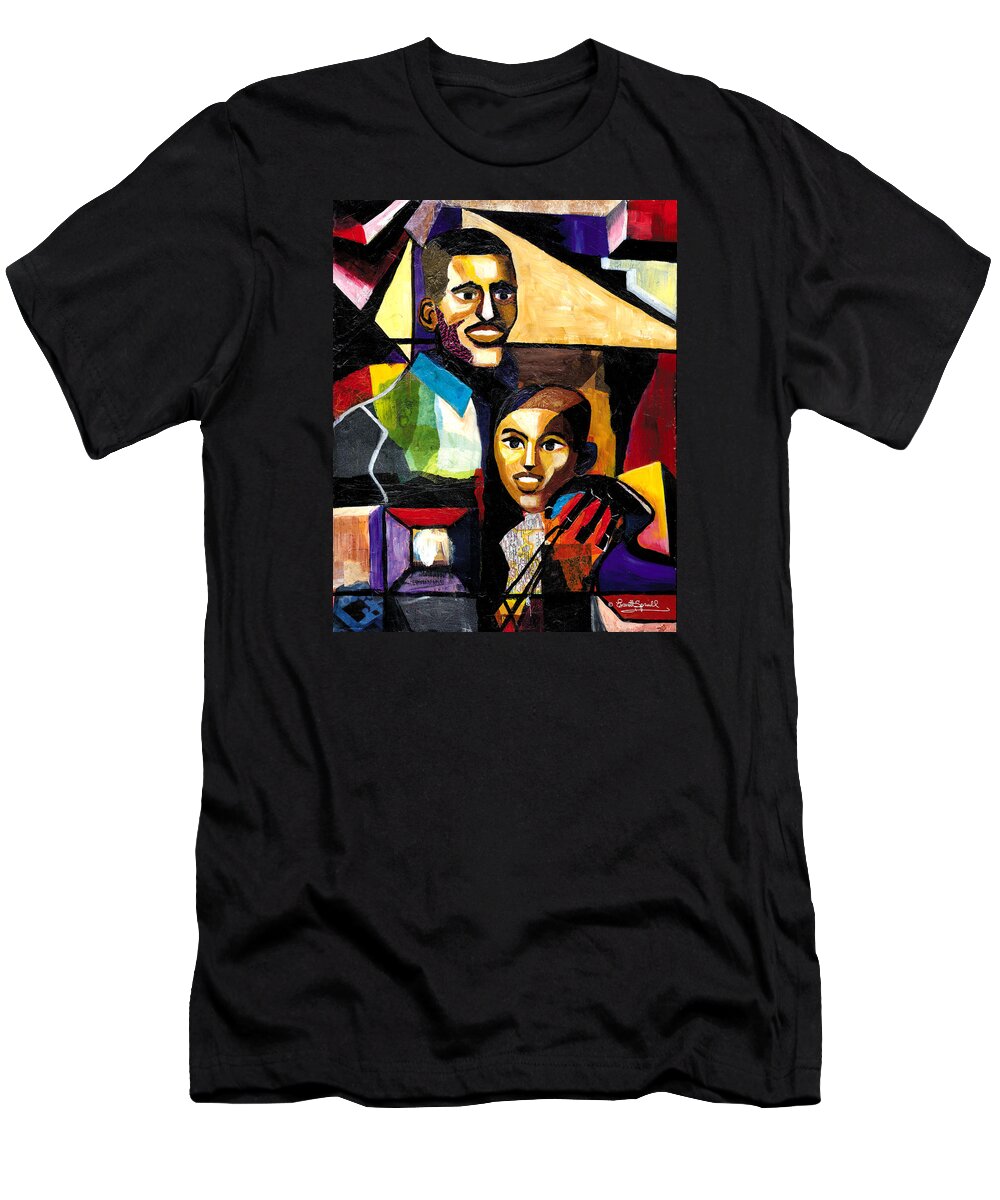 Everett Spruill T-Shirt featuring the painting Me and Dad by Everett Spruill