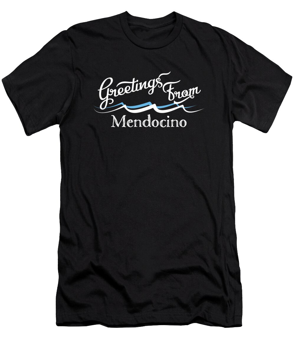 Mendocino T-Shirt featuring the digital art Mendocino California Water Waves by Flo Karp