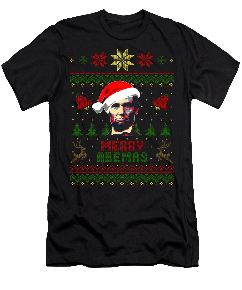 Santa T-Shirt featuring the digital art Merry Abemas Abraham Lincoln Christmas by Filip Schpindel