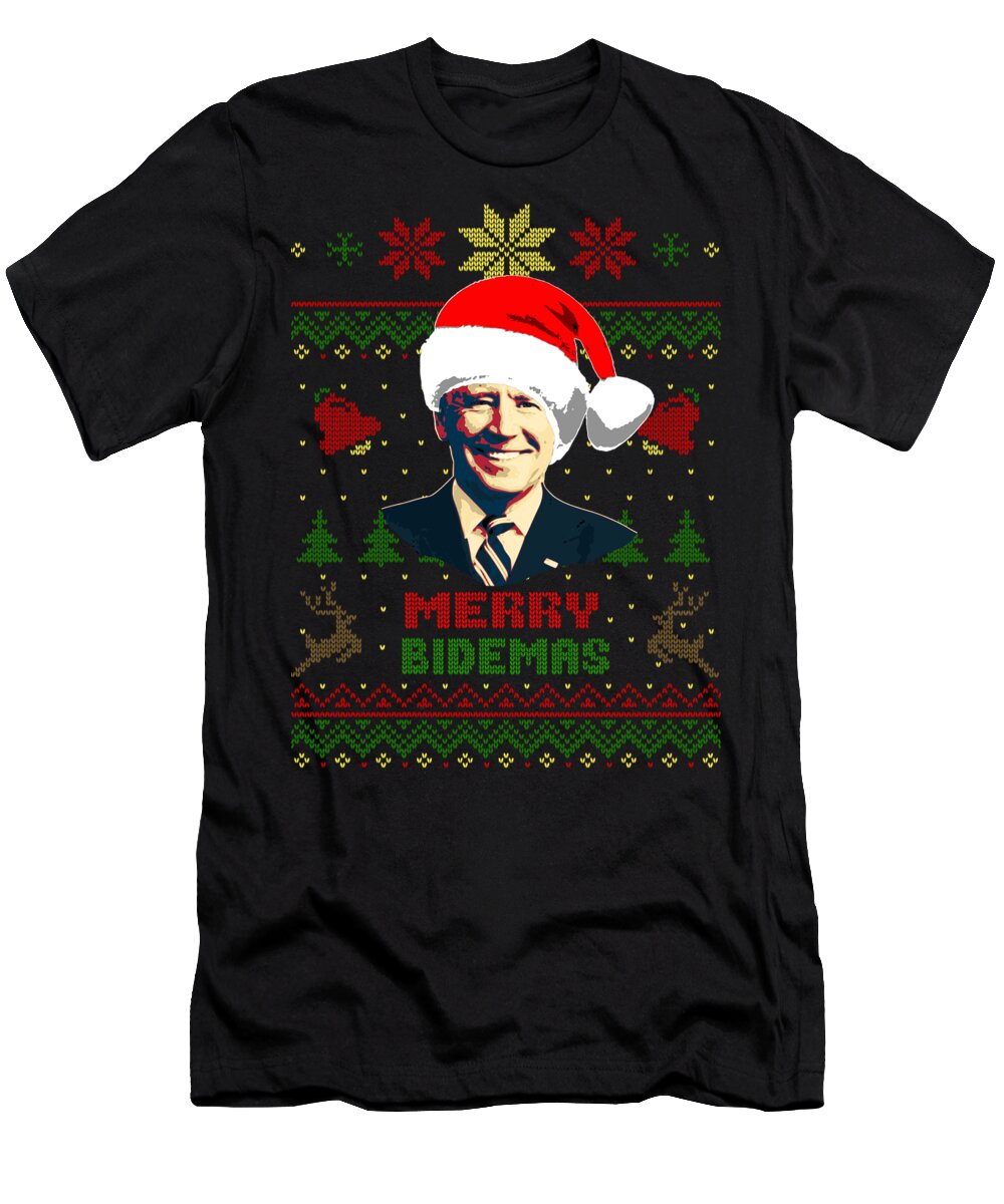 Joe T-Shirt featuring the digital art Merry Bidemas Joe Biden Christmas by Megan Miller