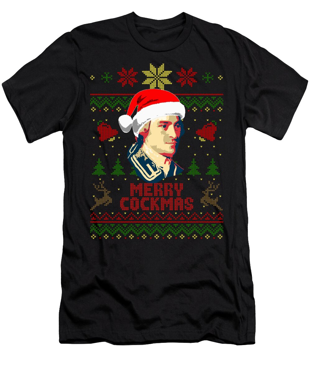 Santa T-Shirt featuring the digital art Merry Cockmas John Hancock Christmas by Filip Schpindel