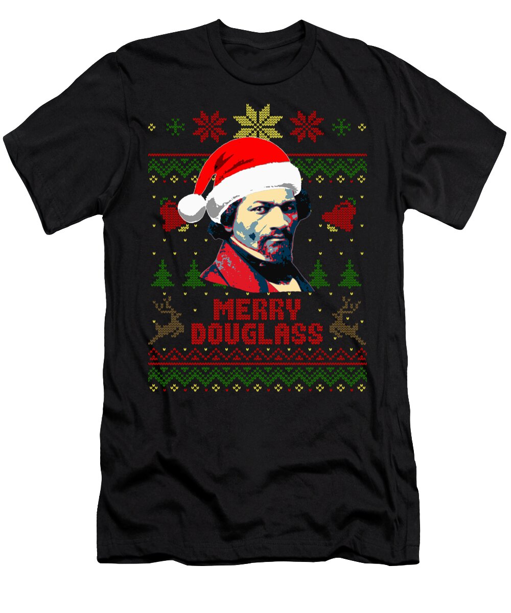 Santa T-Shirt featuring the digital art Merry Douglass Frederick Douglass Christmas by Filip Schpindel