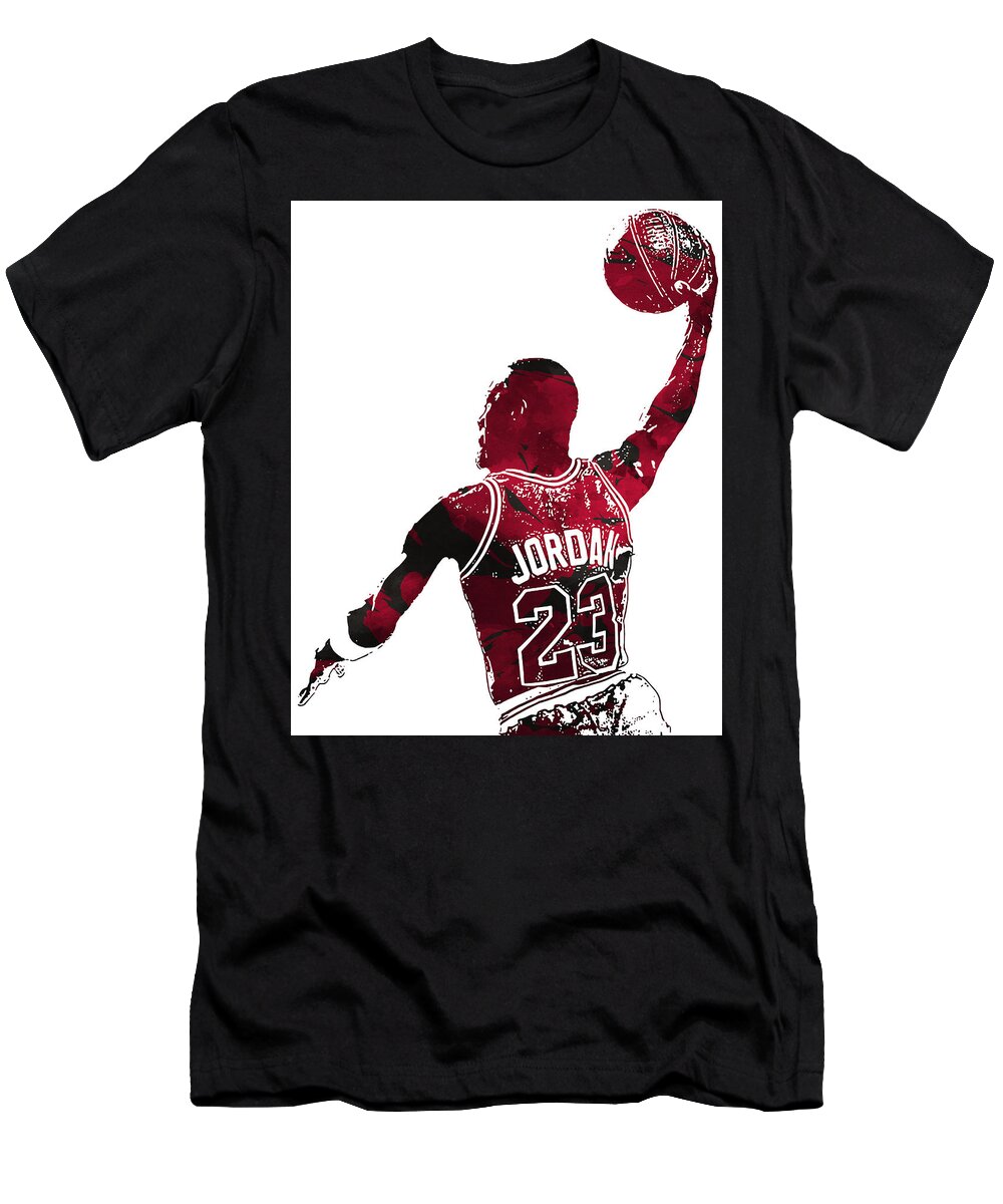 Michael Jordan Chicago Bulls Retro Vintage Jersey Closeup Graphic Design T- Shirt by Design Turnpike - Pixels