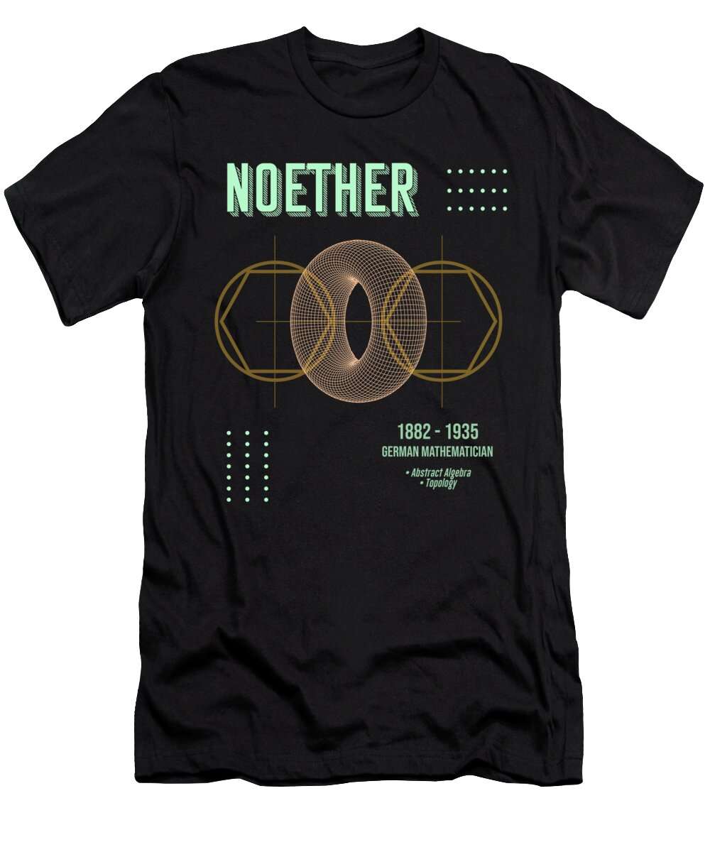 Noether T-Shirt featuring the digital art Minimal Science Posters - Emmy Noether 01 - Mathematician by Studio Grafiikka
