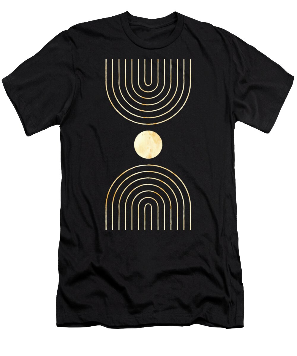Abstract T-Shirt featuring the digital art Minimalist Trendy Set Of Moon Phases Arch Abstract Sun And Sun Rays, Poster No 5/6 by Mounir Khalfouf
