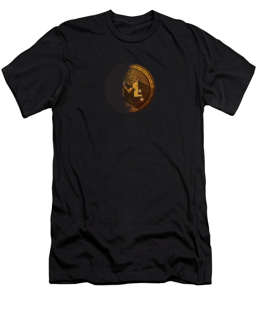 Monero T-Shirt featuring the digital art Monero Moon Cryptocurrency by Me