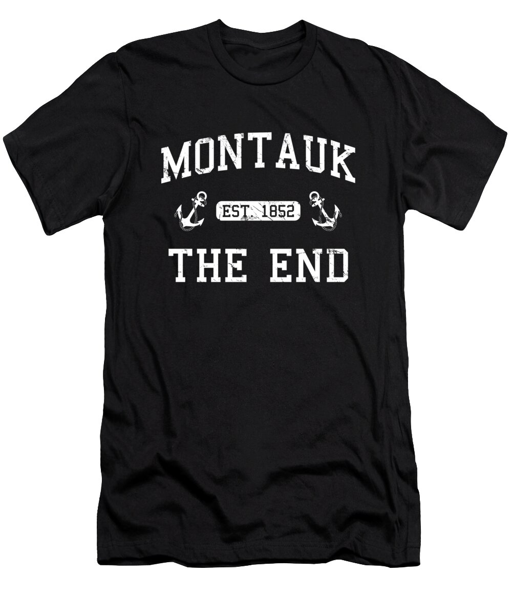 Funny T-Shirt featuring the digital art Montauk Established 1852 by Flippin Sweet Gear