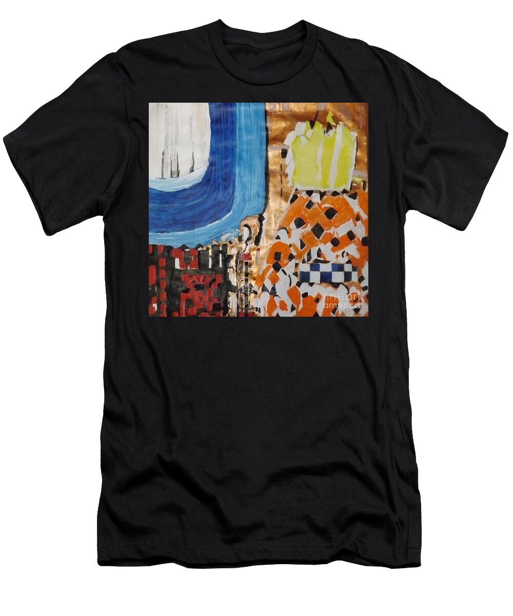 Acrylic Abstract T-Shirt featuring the painting Mood Medley by Denise Morgan