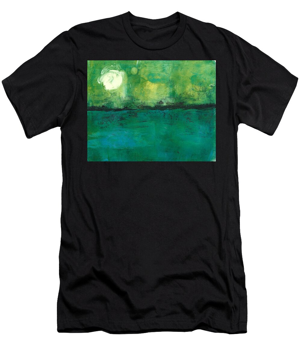 Moon T-Shirt featuring the painting Moonlight serenade by Ruth Kamenev