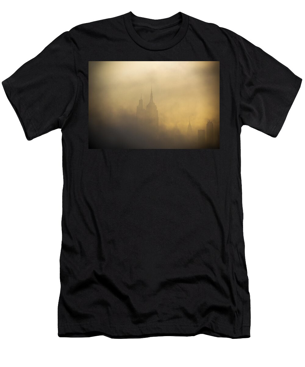 Nyc T-Shirt featuring the photograph Morning Fog over NYC by Alina Oswald