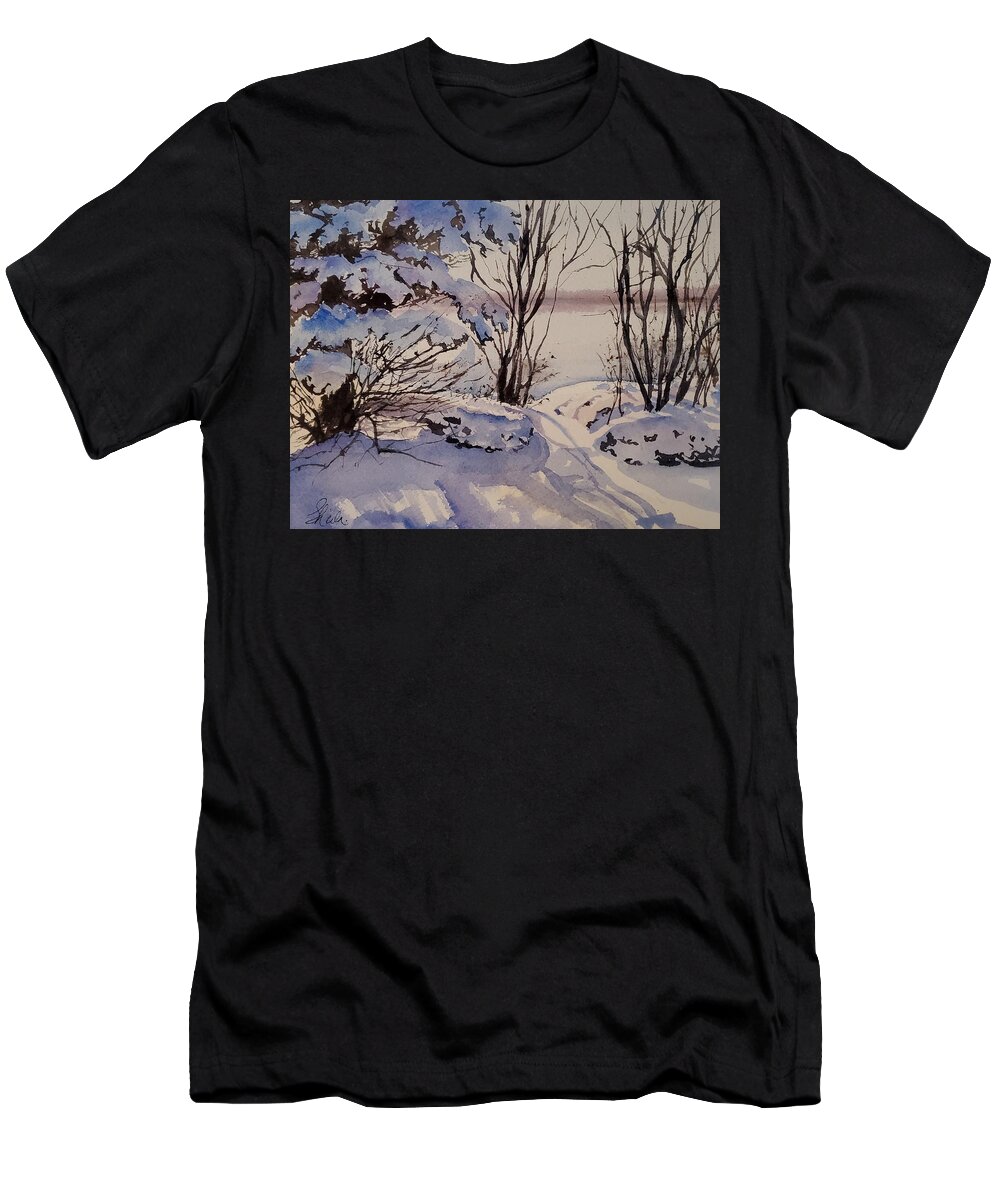 Landscape T-Shirt featuring the painting Morning Glow by Sheila Romard