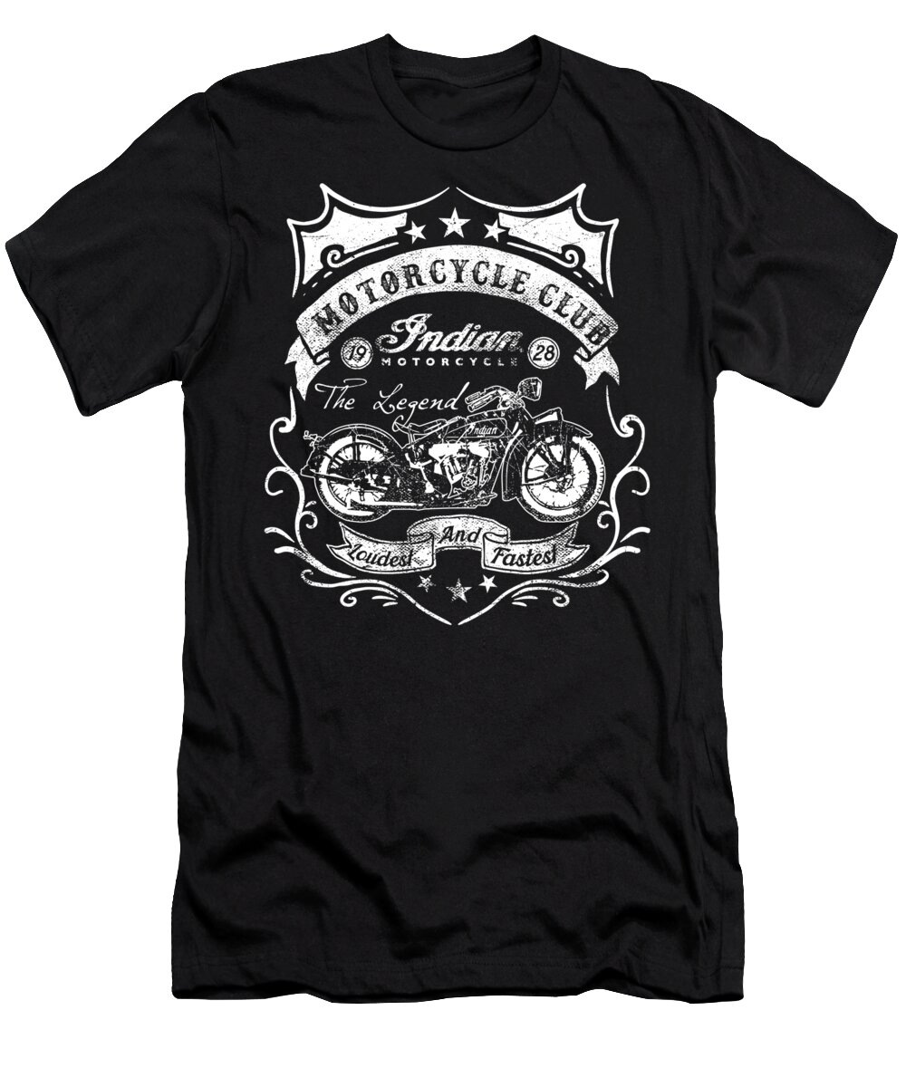 Biker T-Shirt featuring the digital art Motorcycle Club Indian Motorcycle by Jacob Zelazny