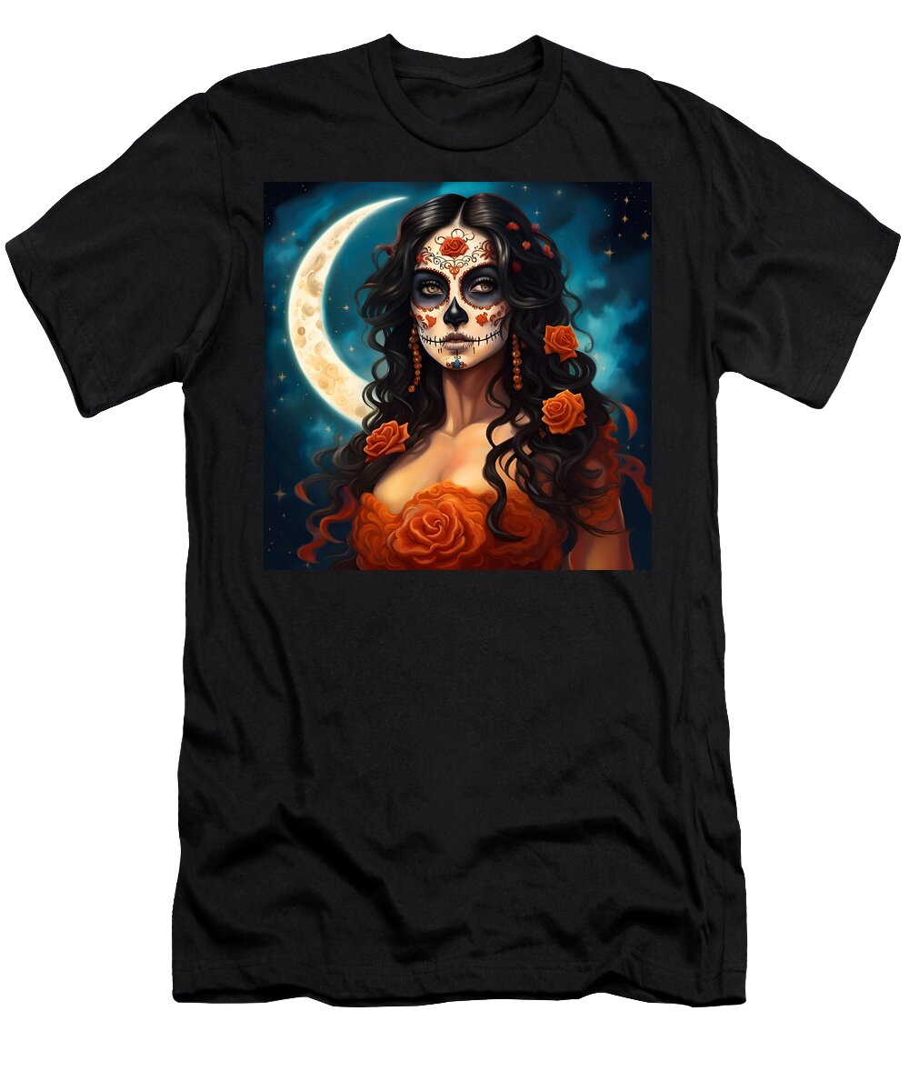 Beautiful T-Shirt featuring the digital art Muerta Beauty Of The Night by Jason Denis