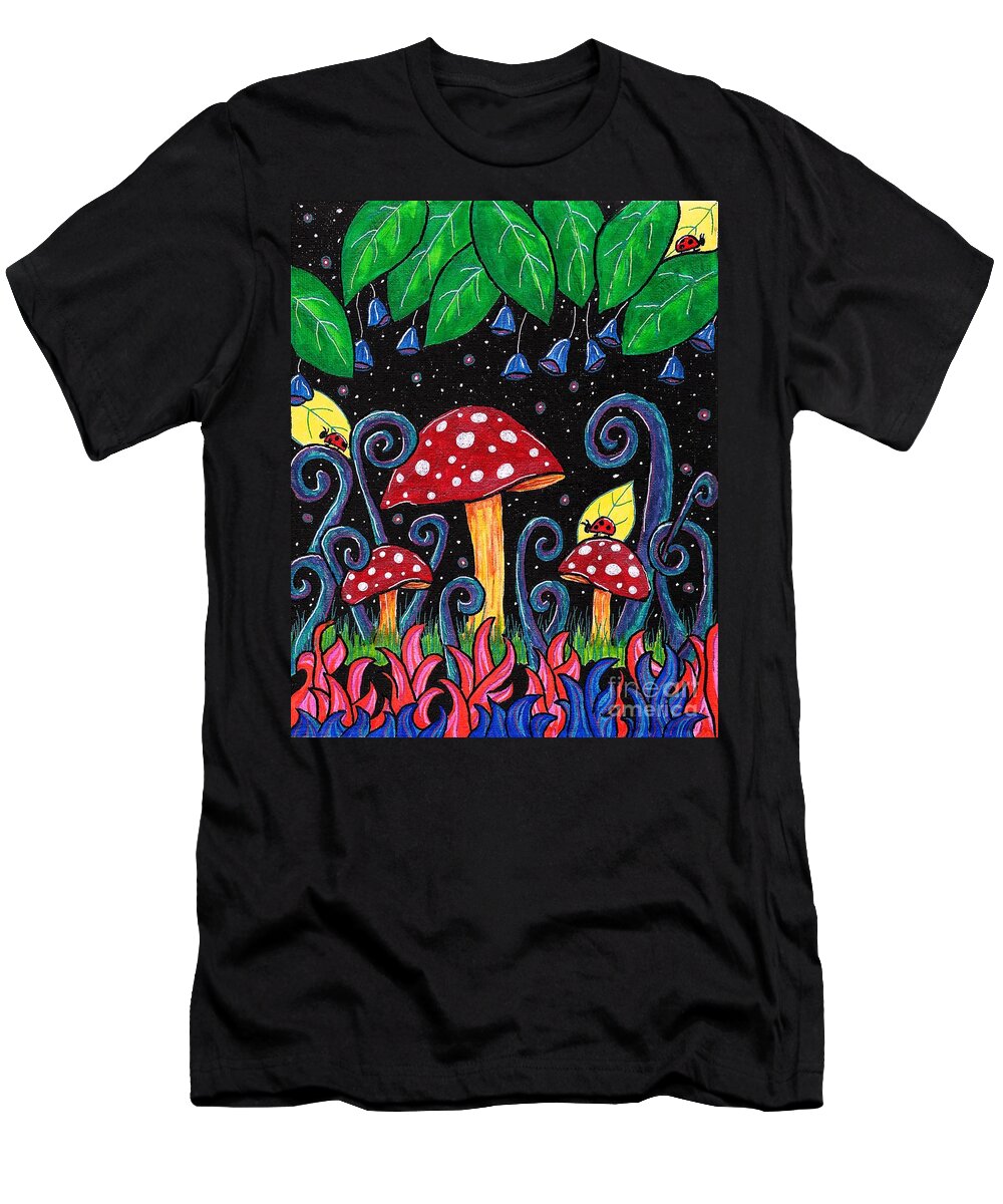 Mushroom T-Shirt featuring the painting Mushroom Night by Gemma Reece-Holloway